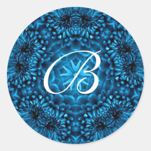 BLUE DAHLIA MONOGRAM RUNT KLISTERMÄRKE