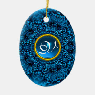 BLUE DAHLIA SAPPHIRE MONOGRAM JULGRANSPRYDNAD KERAMIK