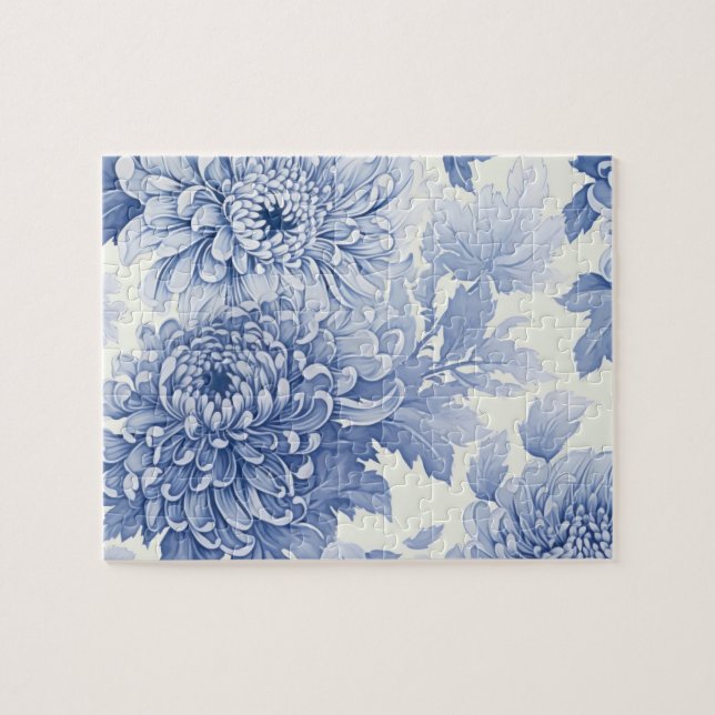 Blue Dahlia toile mönster Pussel (Horisontell)