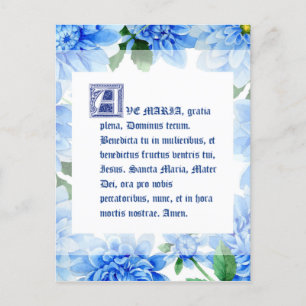 Blue Dahlias Ave Maria Latin Hail Mary Vykort