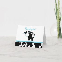 Blue Dairy Cow Boy Farm Baby Shower Tackkort
