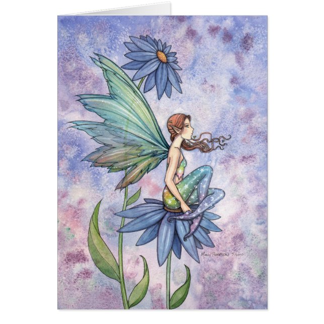 Blue Daisy Fairy Card av Molly Harrison Hälsningskort (Framsidan)
