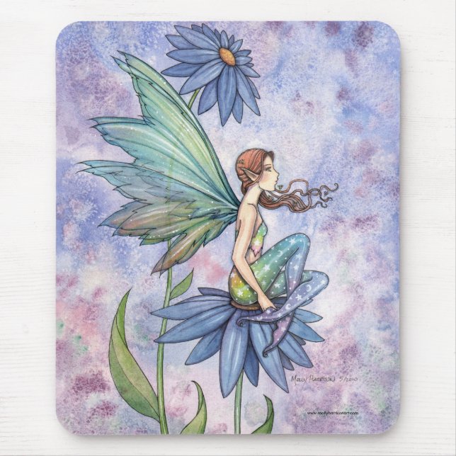 Blue Daisy Fairy Mousepad av Molly Harrison Musmatta (Framsidan)