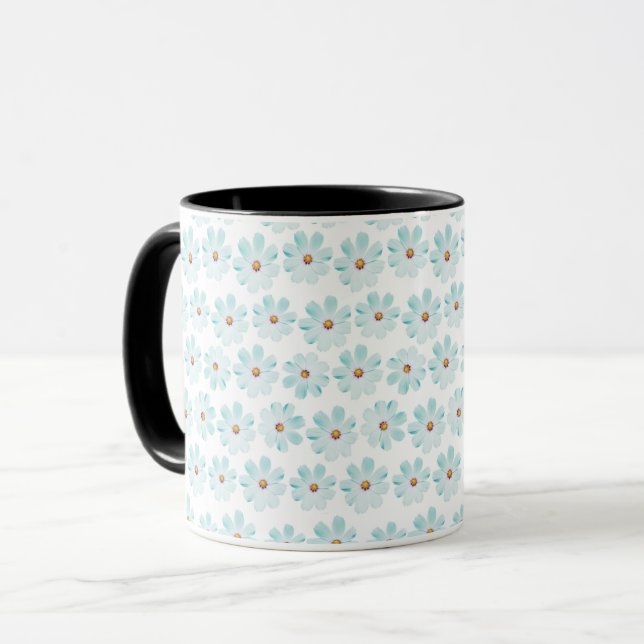 Blue Daisy Floral Pattern Mug Mugg (Framsida vänster)