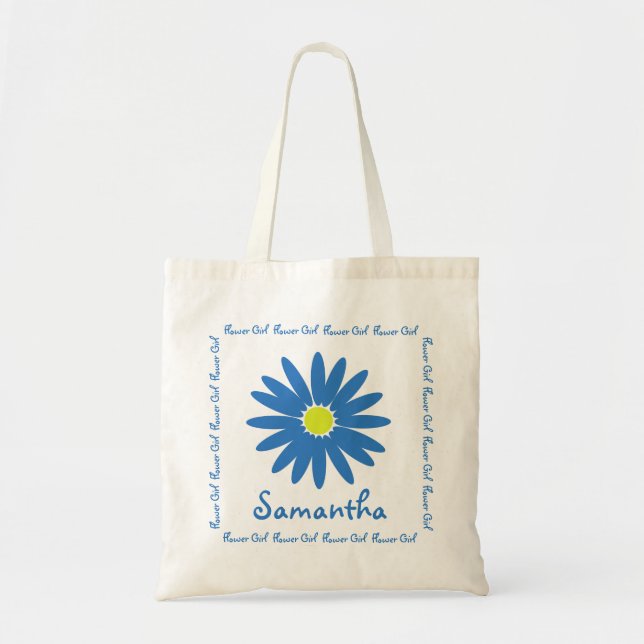 Blue Daisy Flower Girl Tygkasse (Framsidan)