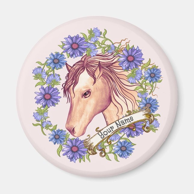 Blue Daisy Horse Magnet (Framsidan)