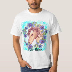 Blue Daisy Horse T Shirt