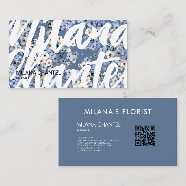 Blue Daisy Modern Trendig Blomma Florist  Visitkort (Fram/baksida)