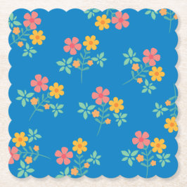 Blue Daisy Vintage Bouquet Mönster Underlägg Papper