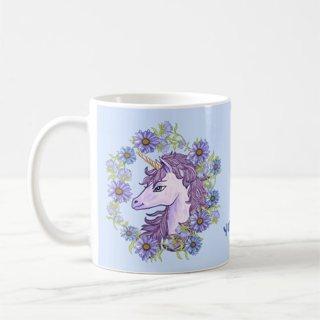 Blue Daisys Unicorn Kaffemugg (Vänster)