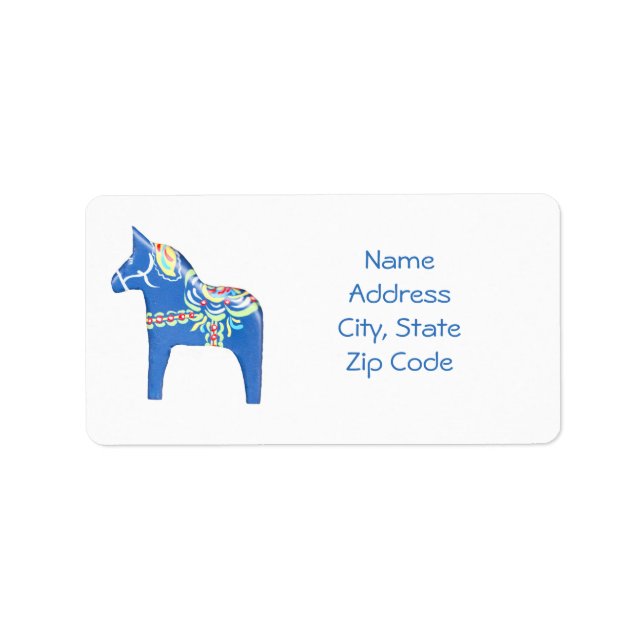 Blue Dala Horse Adressetiketters Adressetikett (Framsidan)
