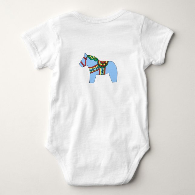 Blue Dala Horse Baby Bodykostym Tee (Baksida)