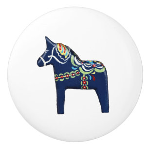 Blue Dala Horse Ceramic Knob Knopp