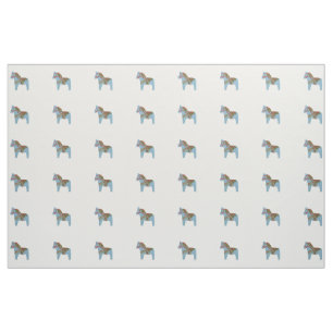 Blue Dala Horse Fabric Tyg