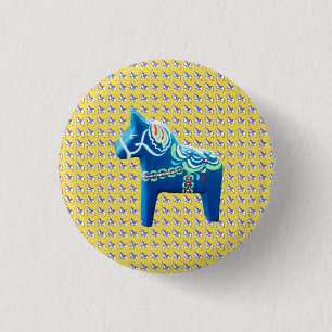 Blue Dala Horse Knapp
