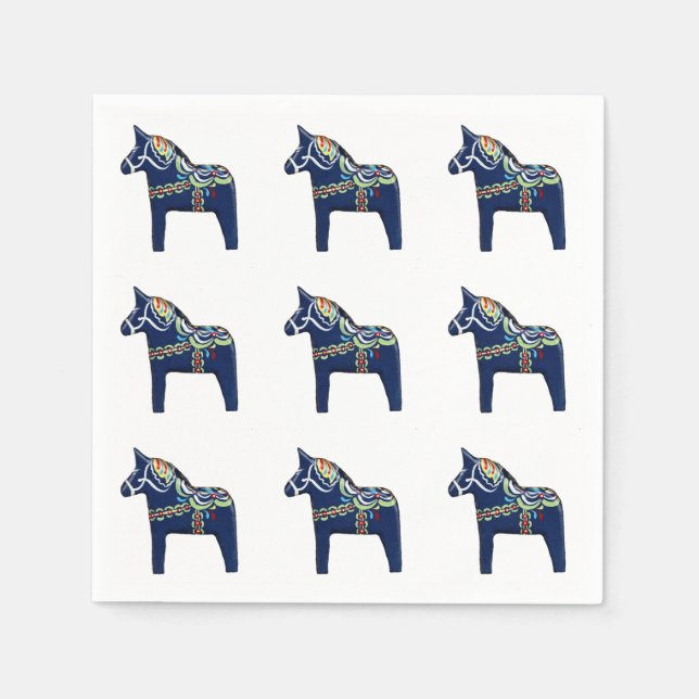 Blue Dala Horse Papper Napkins Pappersservett (Framsidan)