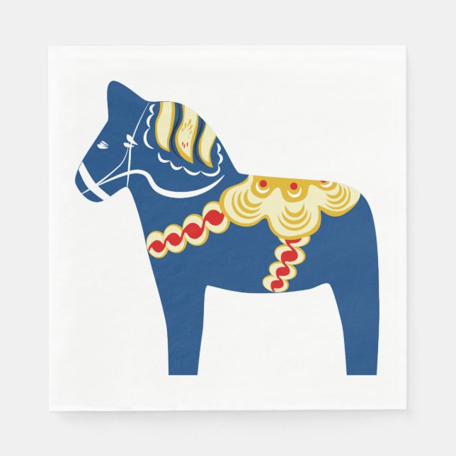 Blue Dala Horse Papper Napkins Pappersservett (Framsidan)
