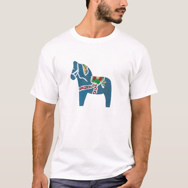 Blue Dala Horse T-Shirt (Framsida)