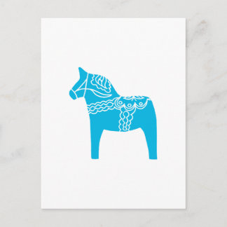 Blue Dala Horse Vykort