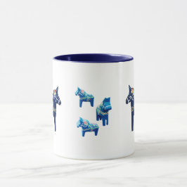 Blue Dala Horses Mugg
