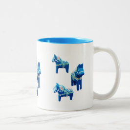 Blue Dala Horses Två-Tonad Mugg