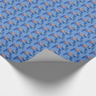Blue Dala Horses Wrapping Papper Presentpapper