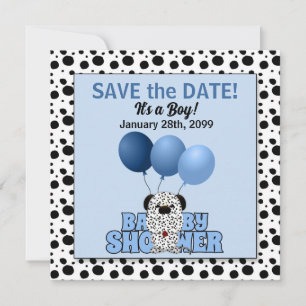 Blue Dalmatian Boys Baby Shower Spara Datumet