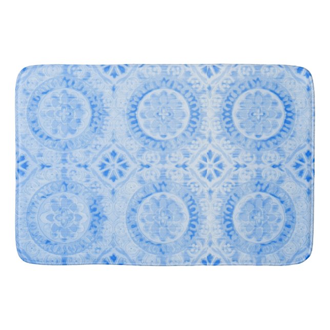 Blue Damask Bath Mat Badrumsmatta (Framsidan)