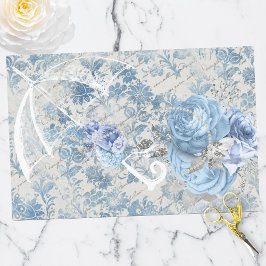 Blue Damask Ephemera Blommigt Land Chic