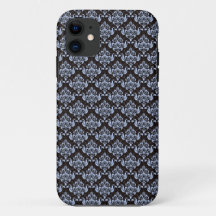Blue Damask iPhone 11 Fodral