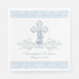 Blue Damask Kor Baptism Communion Napkins Pappersservett