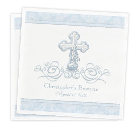 Blue Damask Kor Baptism Communion Napkins Pappersservett