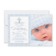 Blue Damask Kor Boy Photo Baptism