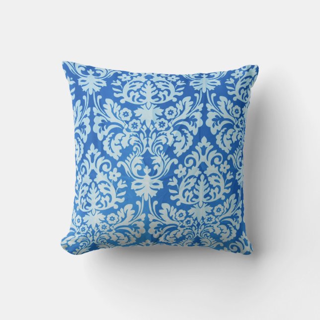 Blue Damask Kudde (Framsida)