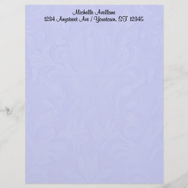 Blue Damask Letterhead Brevhuvud (Framsida)