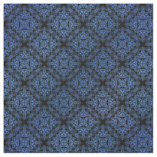 Blue Damask Medallion Mönster Tyg