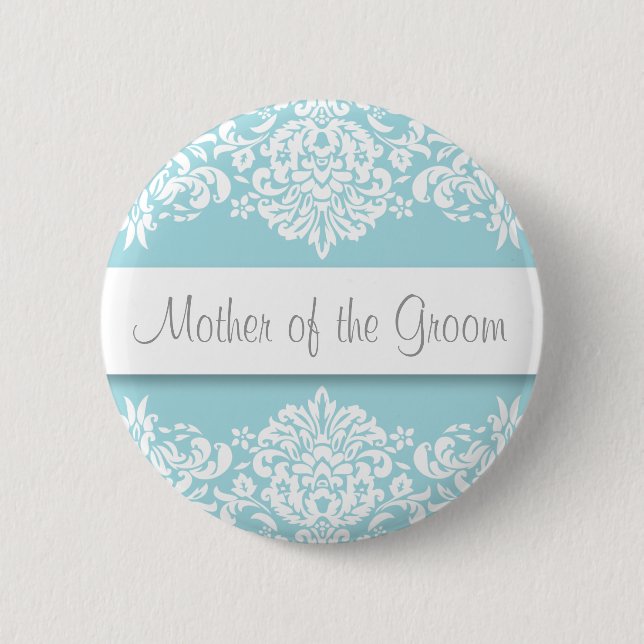Blue Damask Mor i Groom-knappen Knapp (Framsida)