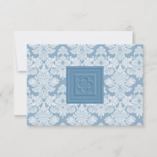 Blue Damask OSA kort med Kor eller Quatrefoil