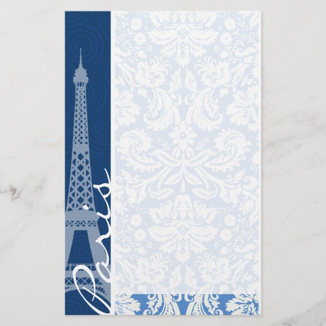 Blue Damask; Paris Brevpapper (Framsida)