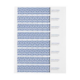 Blue Damask Pattern Studenten Etikettband