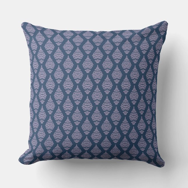 Blue Damask Soffa Cushion Kudde (Framsida)