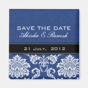 Blue Damask Spara datum magneter