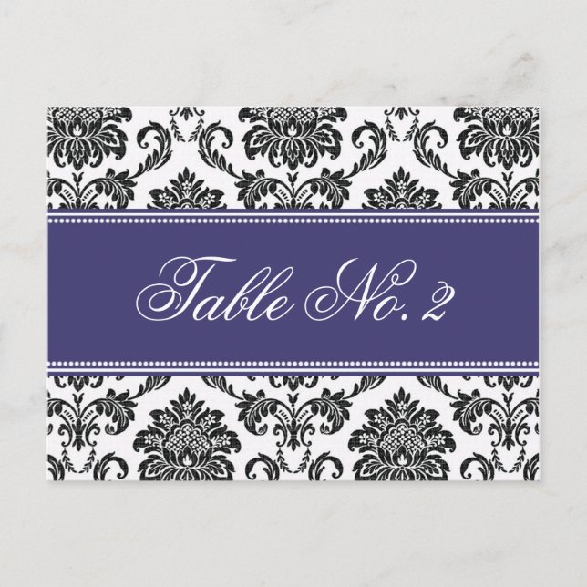 Blue Damask Wedding Bordsnummer (Framsida)