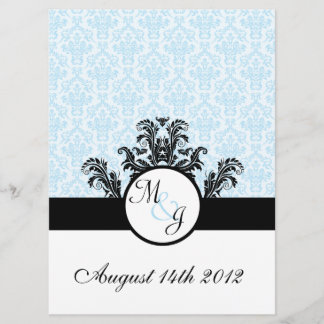 Blue Damask Wedding Inbjudningar