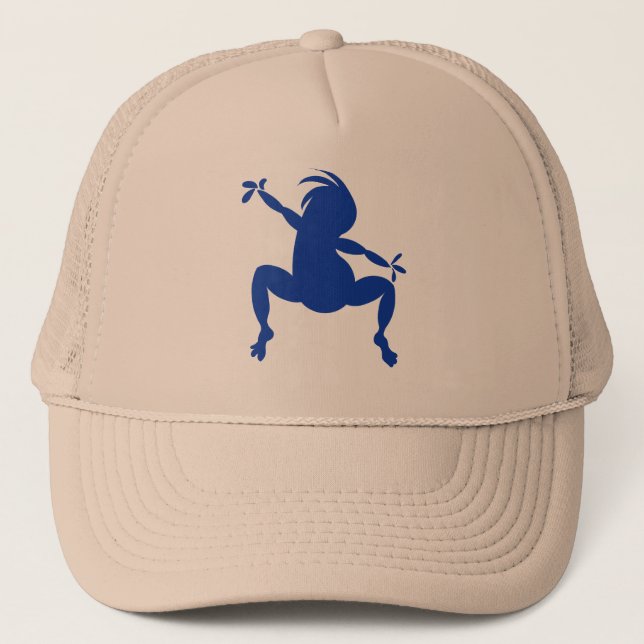 Blue Dancing Kokopelli Truckerkeps (Framsida)