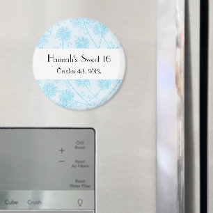 Blue Dandelion Flowers, Blommigt Sweet 16 Magnet
