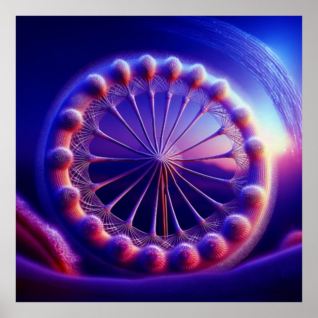 Blue Dandelion Fractal Poster (Framsidan)