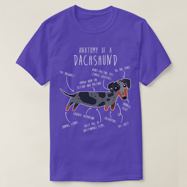 Blue Dapple Dachshund Hund Anatomy T Shirt (Design framsida)