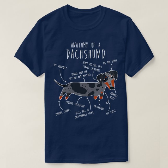 Blue Dapple Dachshund Hund Anatomy T Shirt (Design framsida)