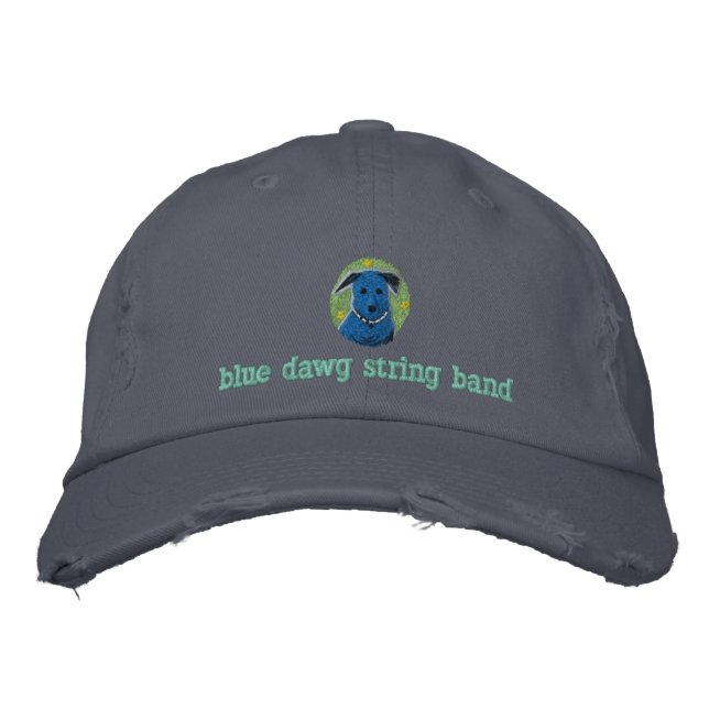 Blue Dawg String Band Hat Broderad Keps (Framsida)